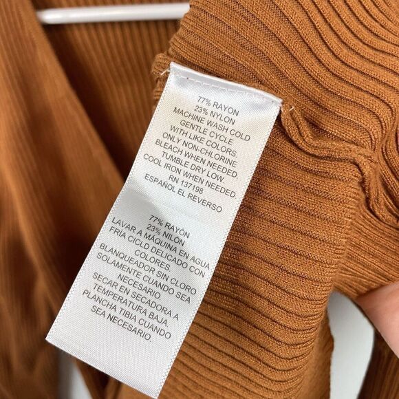 Danielle Bernstein Revolve Ribbed Rust Orange Tie Front Cardigan Rayon Nylon Siz - Picture 5 of 7